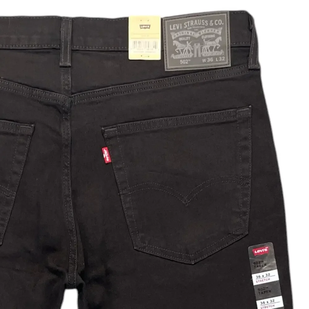 Levi’s 502 Taper Stretch Jeans Black Men’s 36x32 NWT
